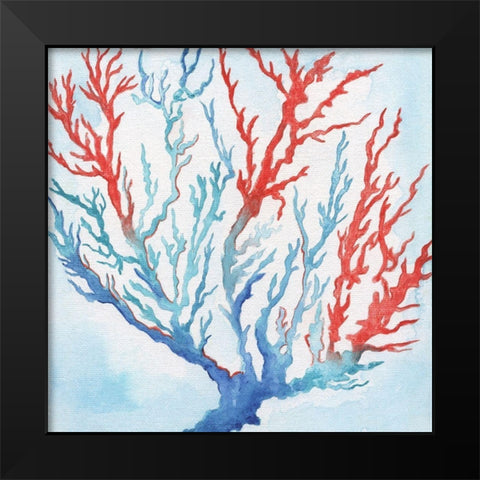Galapagos Coral Black Modern Wood Framed Art Print by Tava Studios
