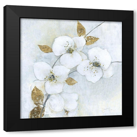 Blossoms in Mist Black Modern Wood Framed Art Print with Double Matting by Tava Studios