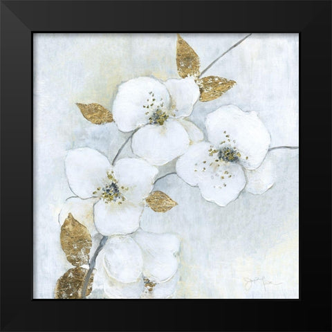 Blossoms in Mist Black Modern Wood Framed Art Print by Tava Studios
