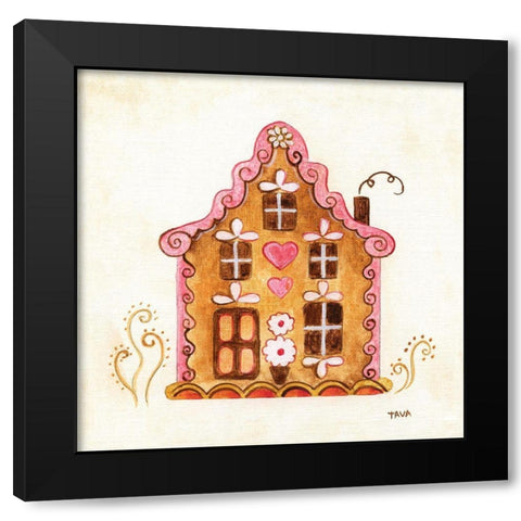 Gingerbread House I Black Modern Wood Framed Art Print with Double Matting by Tava Studios
