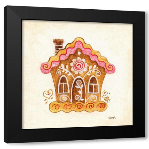 Gingerbread House II Black Modern Wood Framed Art Print with Double Matting by Tava Studios