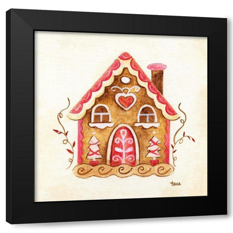 Gingerbread House III Black Modern Wood Framed Art Print with Double Matting by Tava Studios