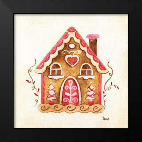Gingerbread House III Black Modern Wood Framed Art Print by Tava Studios