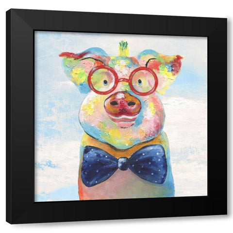 Groovy Pig and Sky Black Modern Wood Framed Art Print with Double Matting by Tava Studios