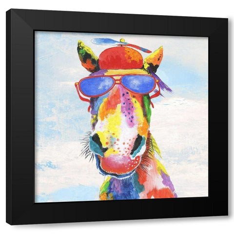 Groovy Horse and Sky Black Modern Wood Framed Art Print with Double Matting by Tava Studios