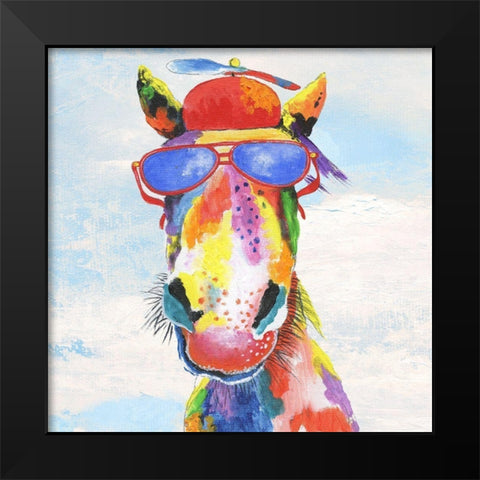 Groovy Horse and Sky Black Modern Wood Framed Art Print by Tava Studios