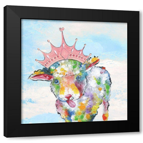 Groovy Sheep and Sky Black Modern Wood Framed Art Print with Double Matting by Tava Studios