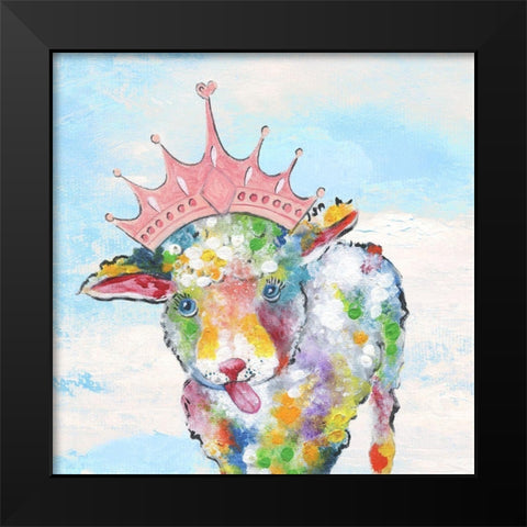 Groovy Sheep and Sky Black Modern Wood Framed Art Print by Tava Studios
