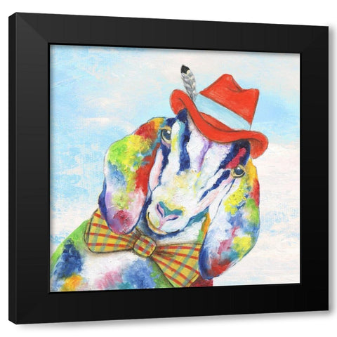 Groovy Goat and Sky Black Modern Wood Framed Art Print by Tava Studios