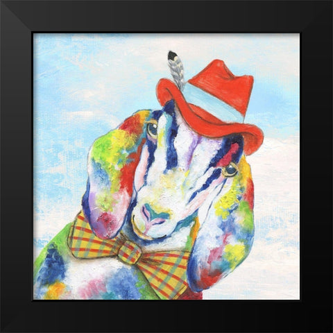 Groovy Goat and Sky Black Modern Wood Framed Art Print by Tava Studios