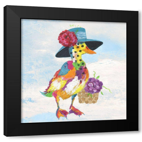 Groovy Duck and Sky Black Modern Wood Framed Art Print with Double Matting by Tava Studios