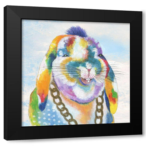 Groovy Bunny and Sky Black Modern Wood Framed Art Print with Double Matting by Tava Studios