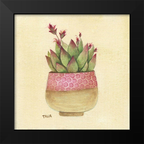 Flowering Succulent I Black Modern Wood Framed Art Print by Tava Studios
