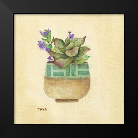 Flowering Succulent II Black Modern Wood Framed Art Print by Tava Studios
