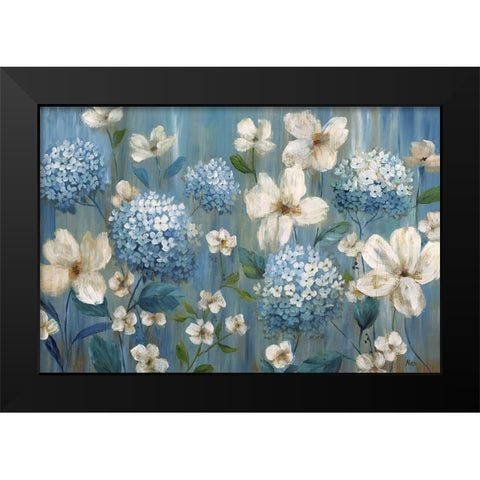 Very Berry Blues Black Modern Wood Framed Art Print by Nan