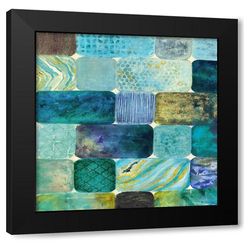 Arranging Sea Glass Black Modern Wood Framed Art Print with Double Matting by Tava Studios