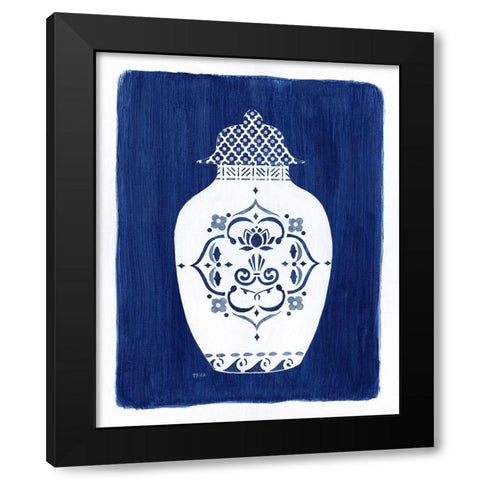 Sapphire Urn I Black Modern Wood Framed Art Print by Tava Studios