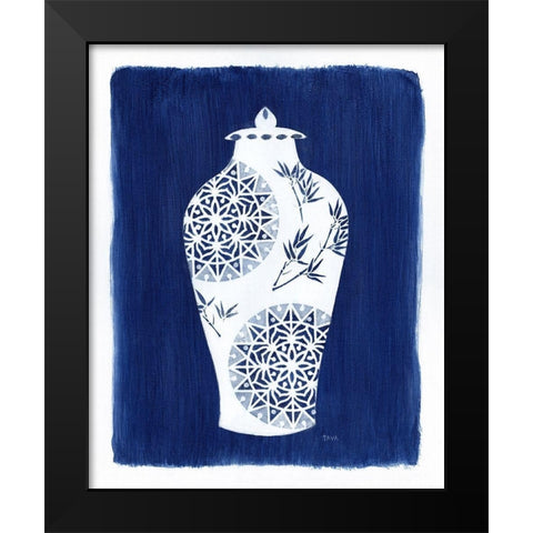 Sapphire Urn II Black Modern Wood Framed Art Print by Tava Studios