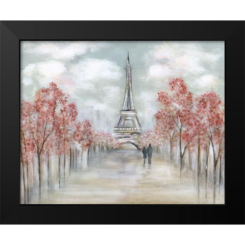 Paris In Springtime Black Modern Wood Framed Art Print by Tava Studios