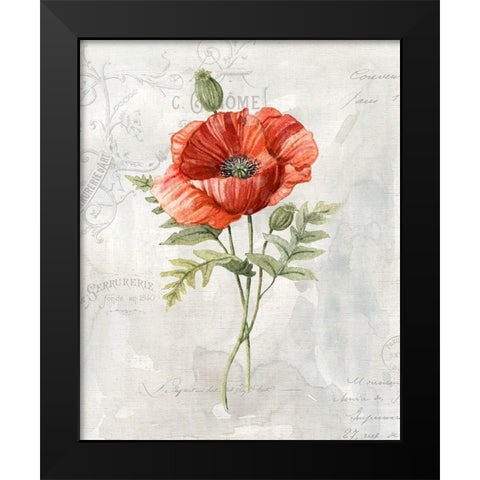 Linen Poppy Black Modern Wood Framed Art Print by Robinson, Carol
