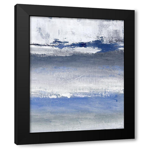Soft Solace Indigo Black Modern Wood Framed Art Print by Tava Studios