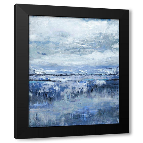 Coastal Indigo Black Modern Wood Framed Art Print with Double Matting by Tava Studios