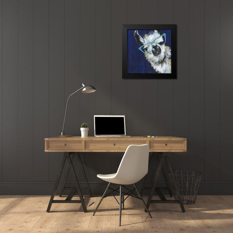 Gentleman Llama Black Modern Wood Framed Art Print by Tava Studios