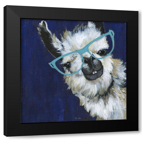 Gentleman Llama Black Modern Wood Framed Art Print with Double Matting by Tava Studios