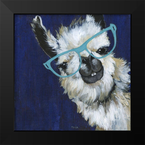 Gentleman Llama Black Modern Wood Framed Art Print by Tava Studios