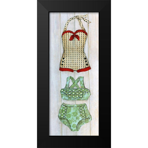 Vintage Bathing Suit - Detail II Black Modern Wood Framed Art Print by Tava Studios