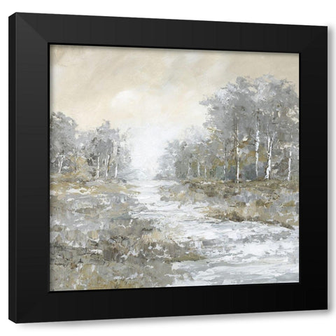 Babbling Brook II Black Modern Wood Framed Art Print with Double Matting by Nan