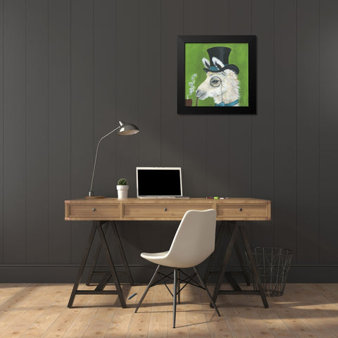 Llama and Pipe Black Modern Wood Framed Art Print by Tava Studios