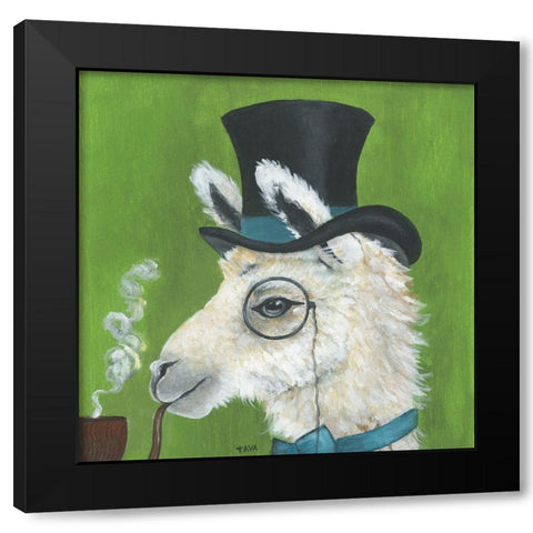 Llama and Pipe Black Modern Wood Framed Art Print with Double Matting by Tava Studios