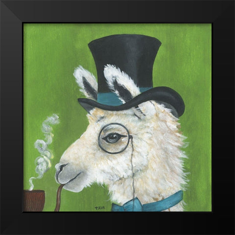 Llama and Pipe Black Modern Wood Framed Art Print by Tava Studios