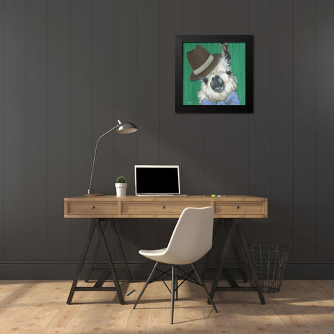 Llama Gentleman Black Modern Wood Framed Art Print by Tava Studios