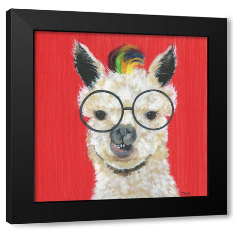 Llama Rockstar Black Modern Wood Framed Art Print with Double Matting by Tava Studios