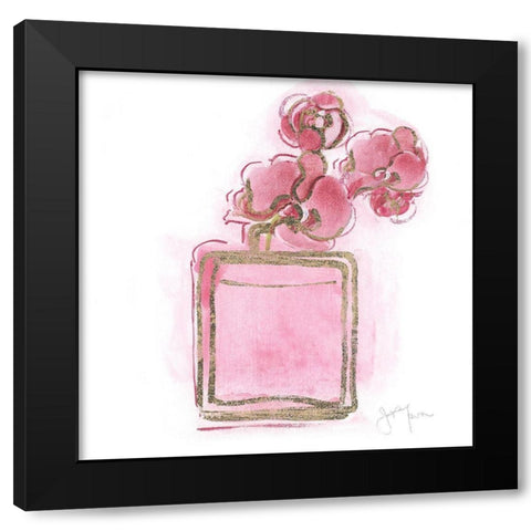 Golden Perfume I Black Modern Wood Framed Art Print with Double Matting by Tava Studios