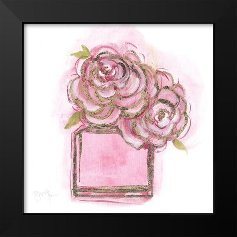 Golden Perfume II Black Modern Wood Framed Art Print by Tava Studios