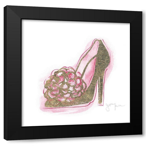 Golden Shoe II Black Modern Wood Framed Art Print with Double Matting by Tava Studios