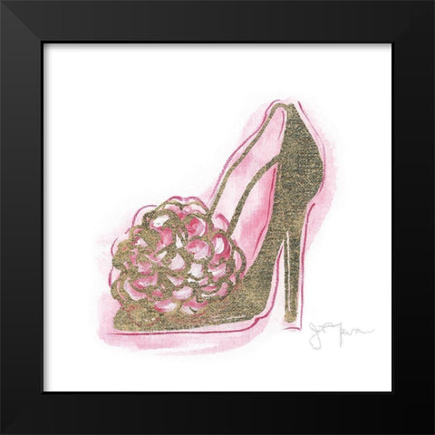 Golden Shoe II Black Modern Wood Framed Art Print by Tava Studios