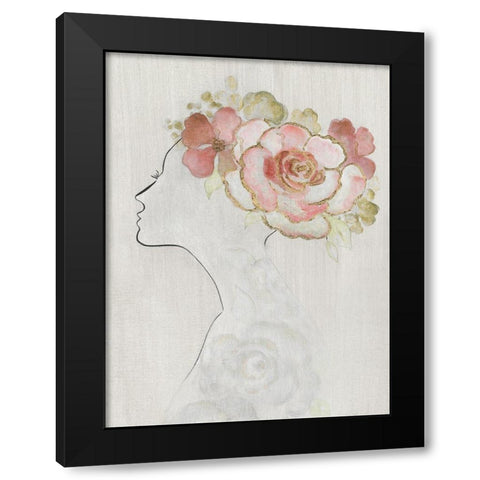 Fashion Floral Silhouette II Black Modern Wood Framed Art Print with Double Matting by Tava Studios