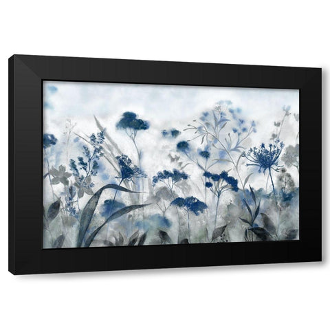 Inky Indigo Black Modern Wood Framed Art Print with Double Matting by Tava Studios