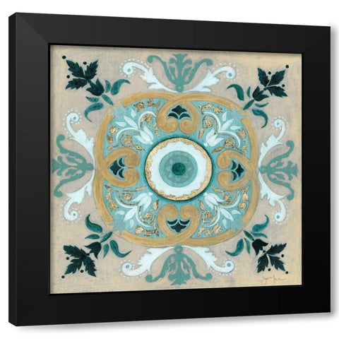 Bohemian Sapphire Black Modern Wood Framed Art Print with Double Matting by Tava Studios