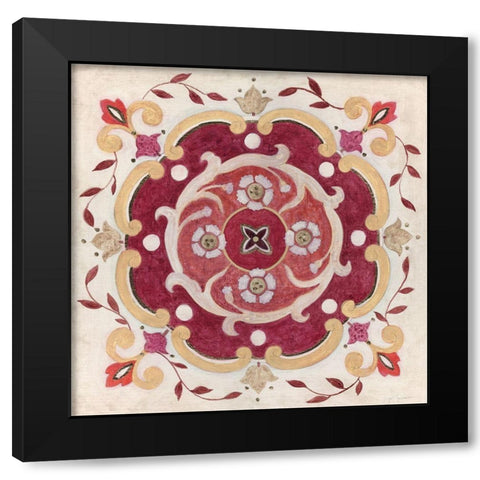 Bohemian Ruby Black Modern Wood Framed Art Print by Tava Studios