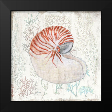 Coral and Shell I Black Modern Wood Framed Art Print by Tava Studios