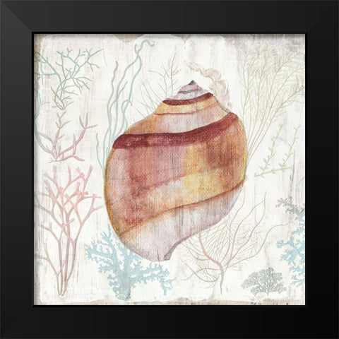 Coral and Shell II Black Modern Wood Framed Art Print by Tava Studios