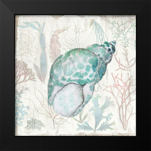 Coral and Shell IV Black Modern Wood Framed Art Print by Tava Studios