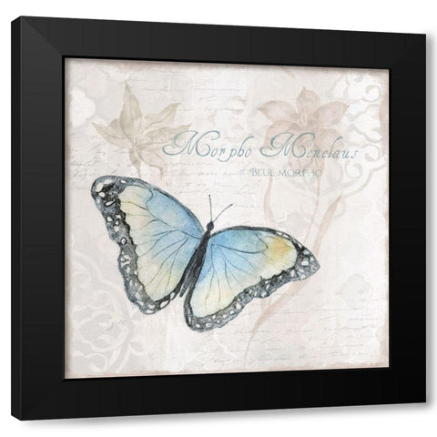 Postcard Butterfly III Black Modern Wood Framed Art Print by Tava Studios