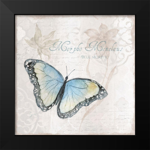 Postcard Butterfly III Black Modern Wood Framed Art Print by Tava Studios
