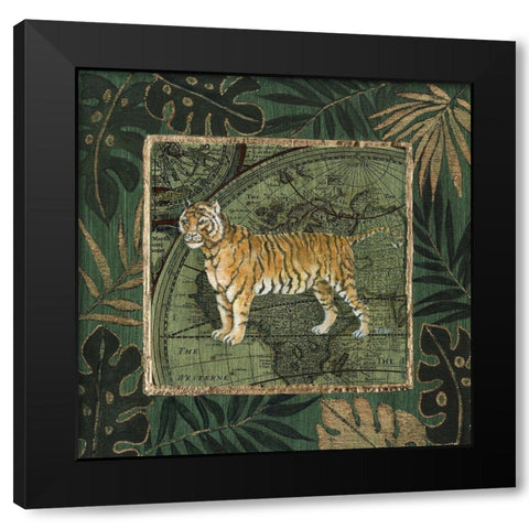 Jungle Tiger Black Modern Wood Framed Art Print by Tava Studios